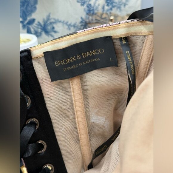 🆕 BRONX & BANCO 🧿 NWOT Jasmine Floral-Appliqued Gown, Black Multi - Sz L US 8 - Picture 14 of 16